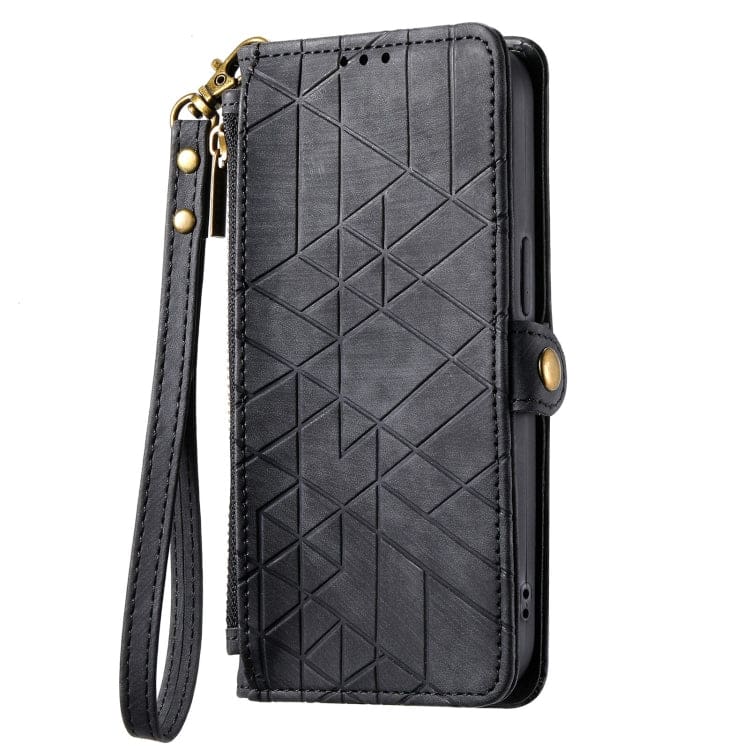 Apple iPhone 15 Pro Max Geometric Flip Wallet, Card Slots, Zipped coin Pocket - Image 2