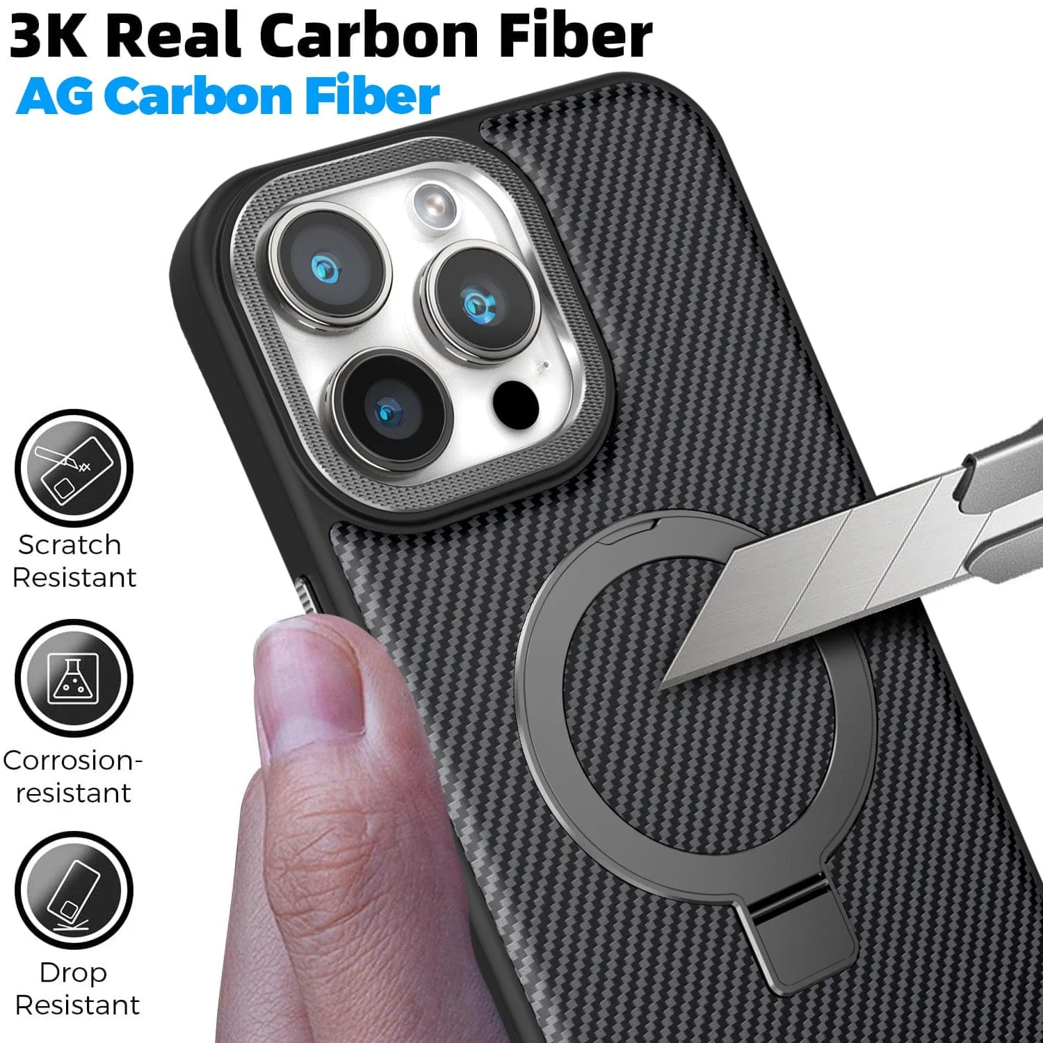 Apple iPhone 12 Pro Max AG 3K Genuine Carbon Fiber, Magsafe Ring Cover - Image 2