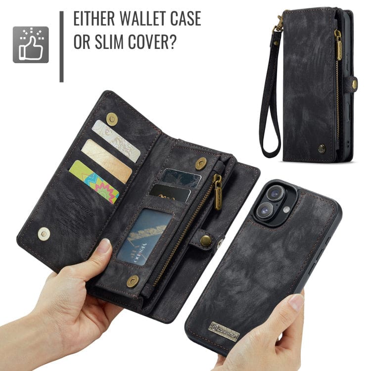 Apple iPhone 16 CaseMe 008 2-In-1 Wallet with Detachable Cover, 8 Card Slots + Zip Pocket - Image 3