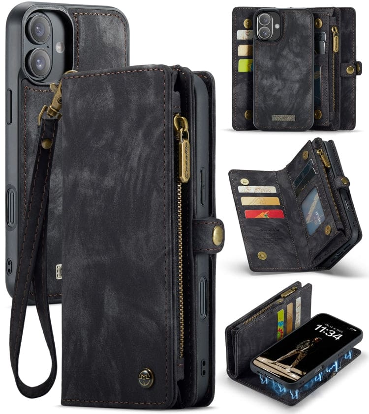 Apple iPhone 16 CaseMe 008 2-In-1 Wallet with Detachable Cover, 8 Card Slots + Zip Pocket - Image 9