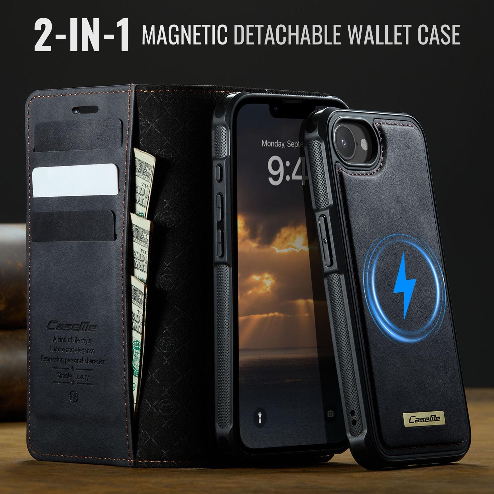 Apple iPhone 16 Plus CaseMe C49 Detachable Flip Cover, RFID Protection, Card Holder - Image 6