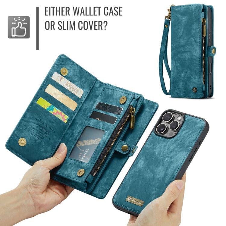 Apple iPhone 16 Pro CaseMe 008 2-In-1 Wallet with Detachable Cover, 8 Card Slots + Zip Pocket - Image 3