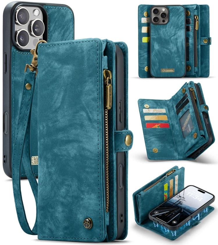 Apple iPhone 16 Pro CaseMe 008 2-In-1 Wallet with Detachable Cover, 8 Card Slots + Zip Pocket - Image 8