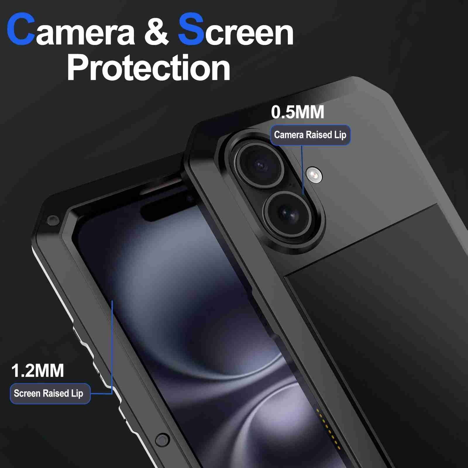 Apple iPhone 16 RedPepper Rugged Metal Heavy Duty Full Cover, Tempered Glass Screen Protector - Image 5