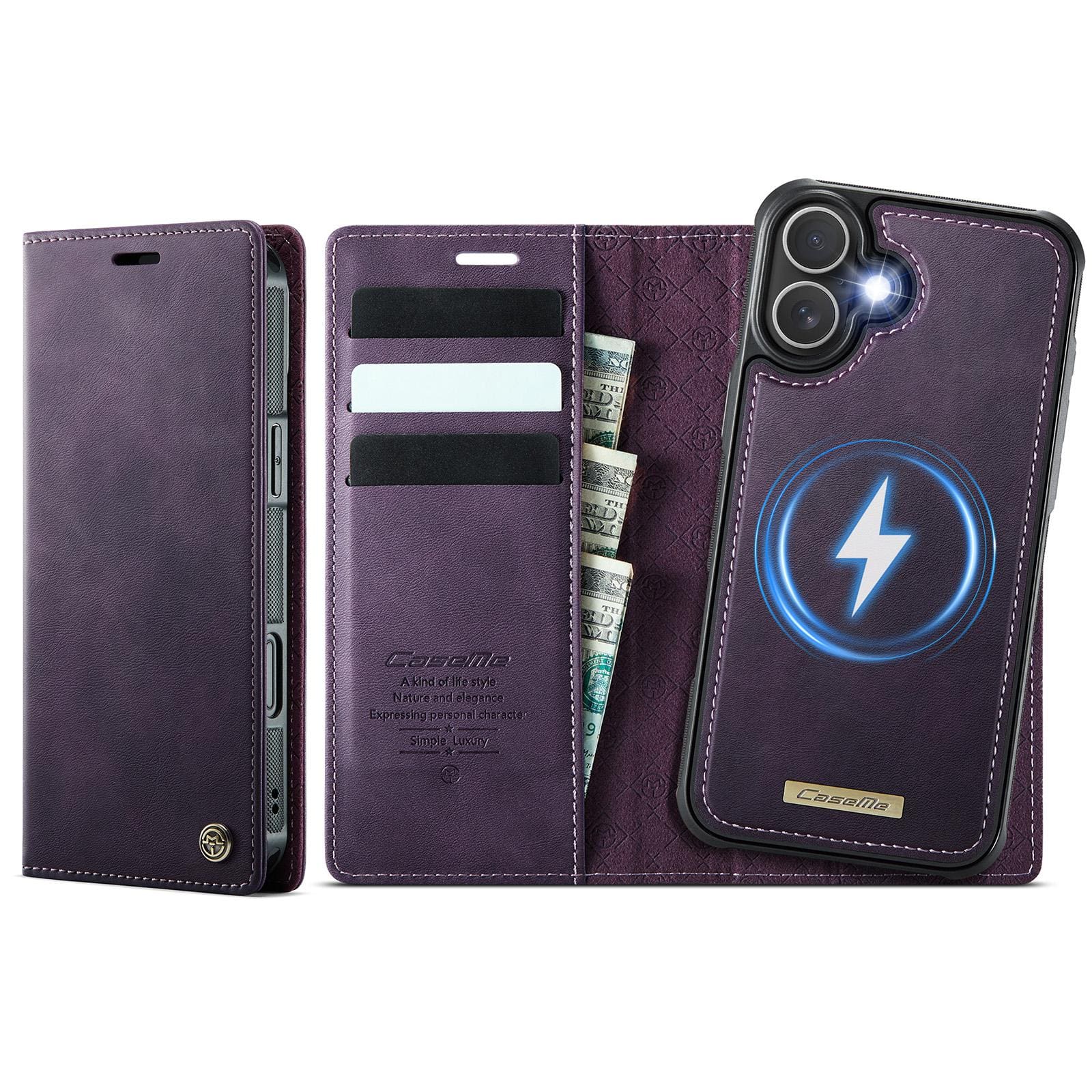 Apple iPhone 17 CaseMe C49 Detachable Flip Cover, RFID Protection, Card Holder - Image 3