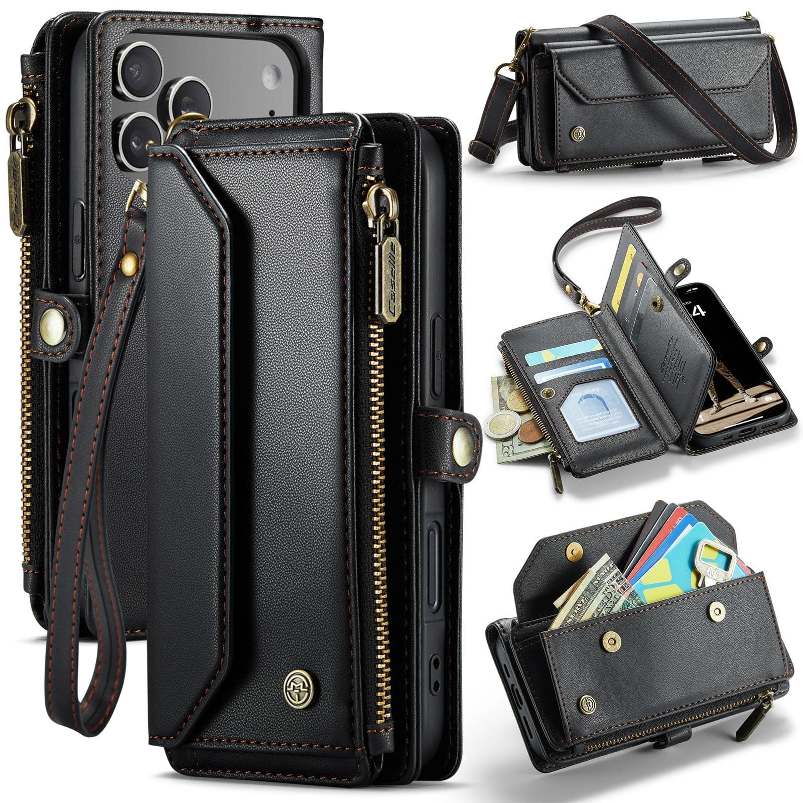 Apple iPhone 17 Pro CaseMe C36 Wallet, 7 Card Slots, Cash Pocket, Zipped Coin Wallet