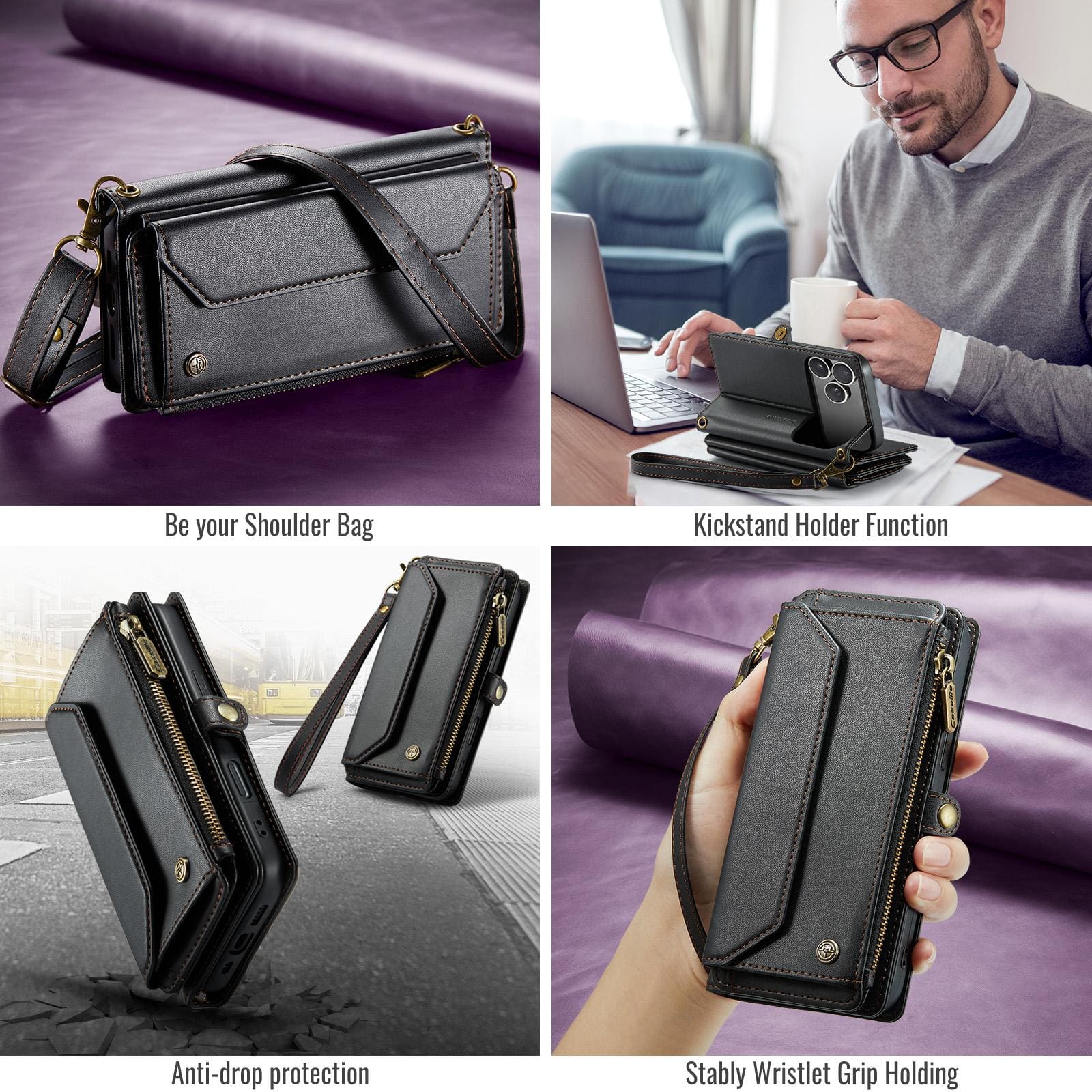 Apple iPhone 17 Pro CaseMe C36 Wallet, 7 Card Slots, Cash Pocket, Zipped Coin Wallet - Image 4