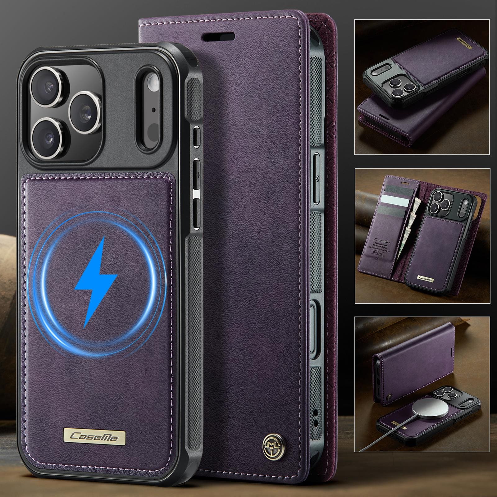 Apple iPhone 17 Pro CaseMe C49 Detachable Flip Cover, RFID Protection, Card Holder - Image 10