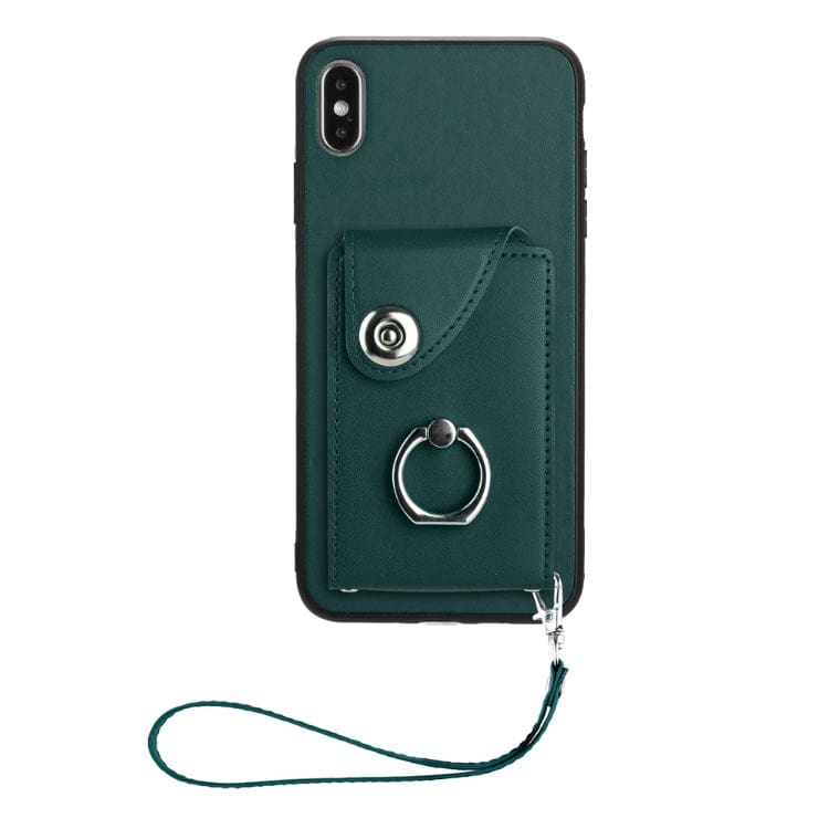 Apple iPhone XS Max Rear Cover with 8 Card Wallet and Ring/Stand