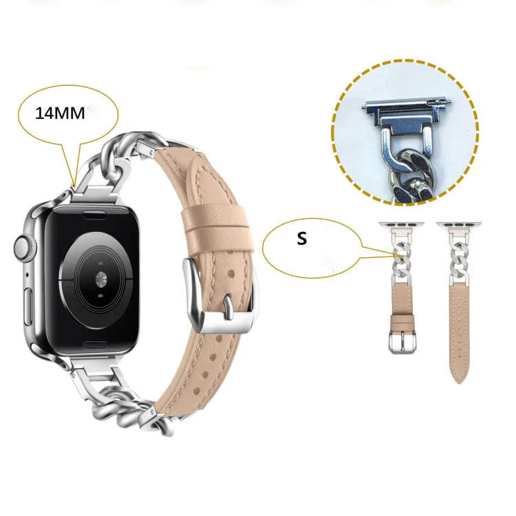 Apple Watch Chain and Genuine Leather Watch Strap - Image 3