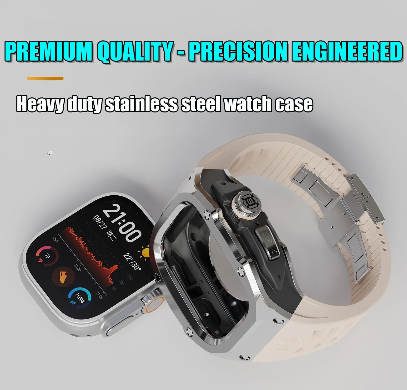 Apple Watch Ultra 1/2/3 49mm RedPepper Shellbox Stainless Watch Case & Strap - Image 2