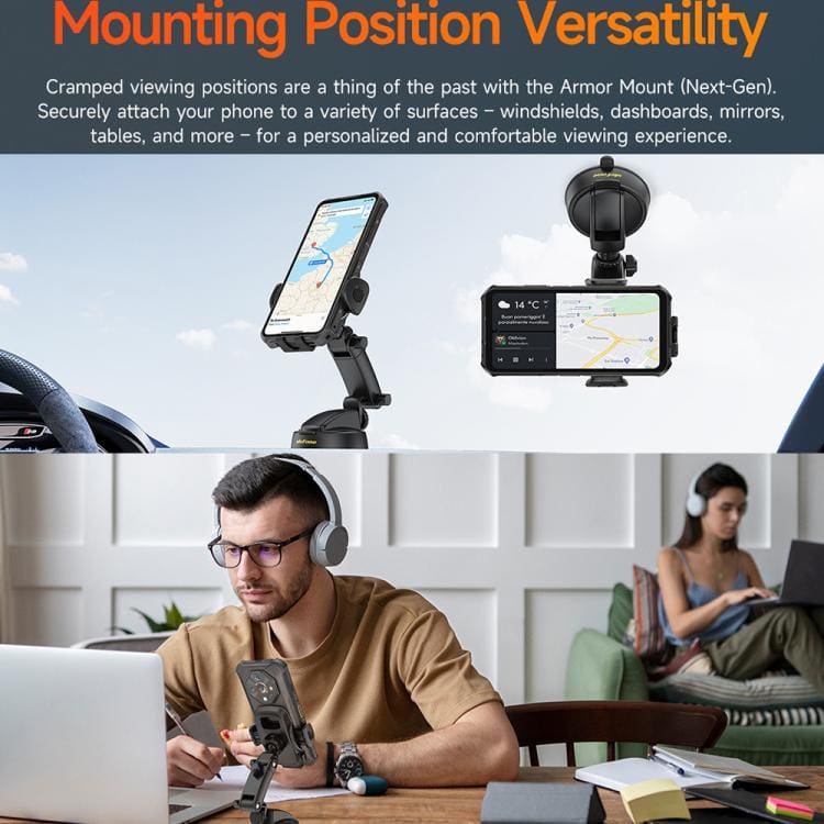 Armor Phone Next Gen UAN Large Phone Vehicle Holder, Dash/Windscreen, For Large Rugged Phones - Image 5