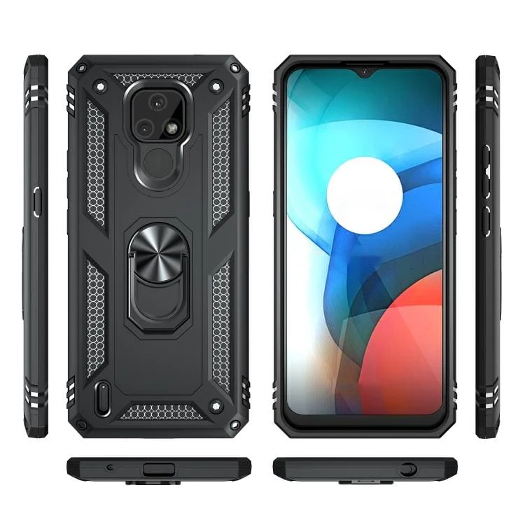 Motorola Moto E7 Armor Rugged Case with Metal Ring/Stand - Image 2