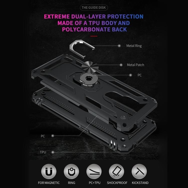 Motorola Moto E7 Armor Rugged Case with Metal Ring/Stand - Image 4