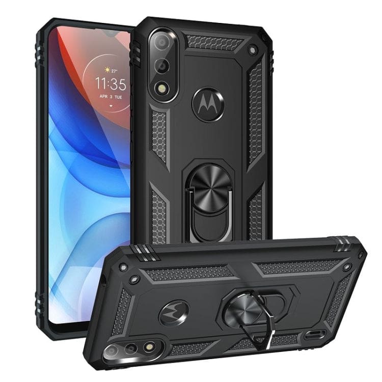 Moto E7 Power (2021) Armor Rugged Case with Metal Ring/Stand
