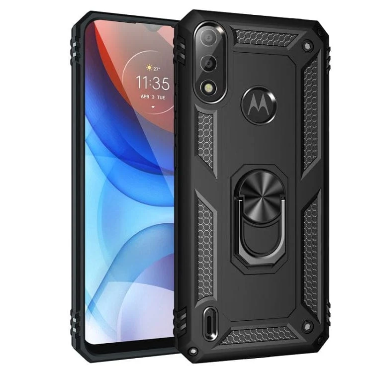 Moto E7 Power (2021) Armor Rugged Case with Metal Ring/Stand - Image 2