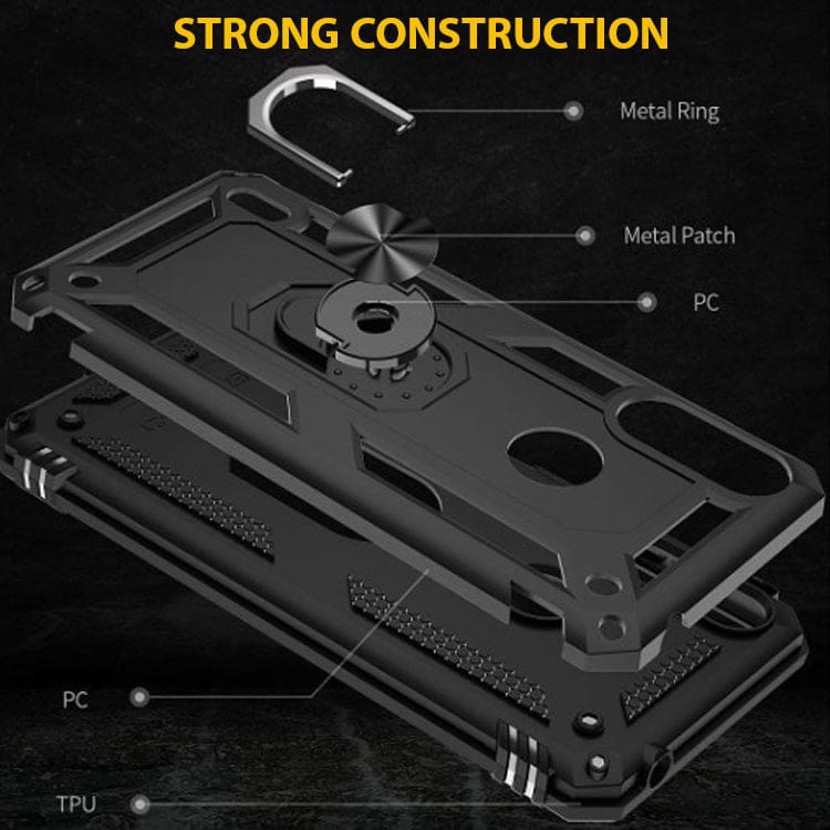 Moto E7 Power (2021) Armor Rugged Case with Metal Ring/Stand - Image 3