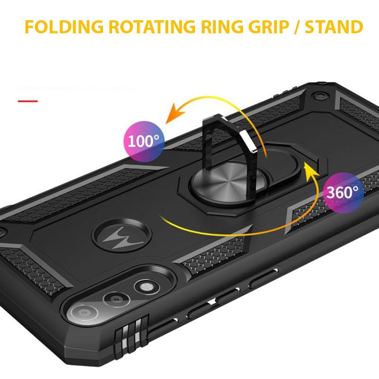 Moto E7 Power (2021) Armor Rugged Case with Metal Ring/Stand - Image 6