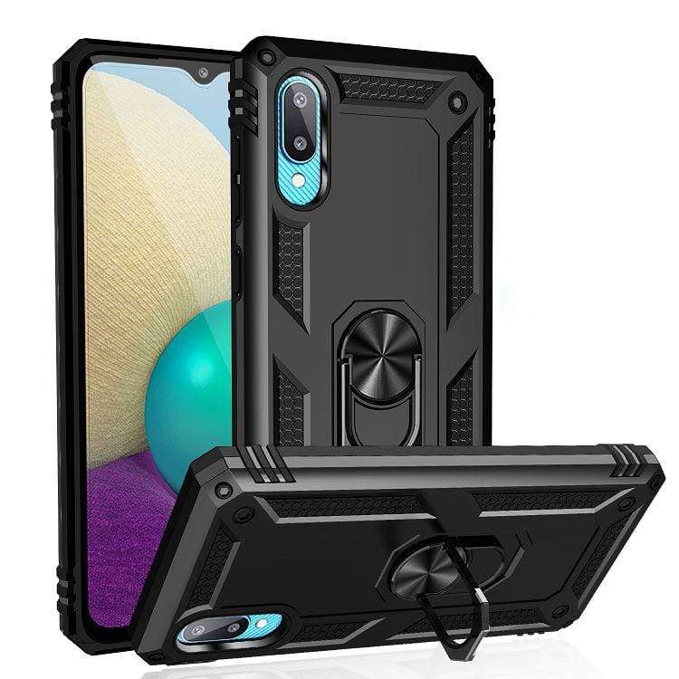 Samsung Galaxy A02 / M02 Armor Rugged Case with Metal Ring/Stand - Image 3