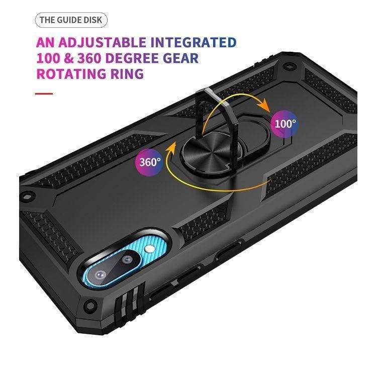 Samsung Galaxy A02 / M02 Armor Rugged Case with Metal Ring/Stand - Image 6