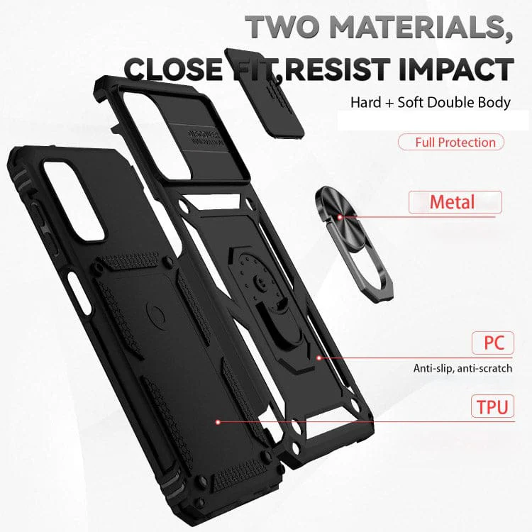 Samsung Galaxy A13 5G Armor Rugged Sliding Camera Cover with Metal Ring/Stand - Image 3
