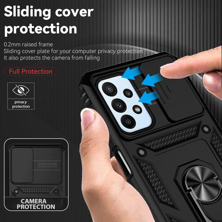 Samsung Galaxy A23 Armor Rugged Sliding Camera Cover with Metal Ring/Stand - Image 2