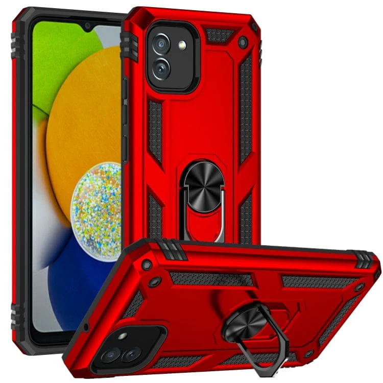 Samsung Galaxy A03 Armor Shockproof Cover with Rotating, Fold-Out Ring/Stand