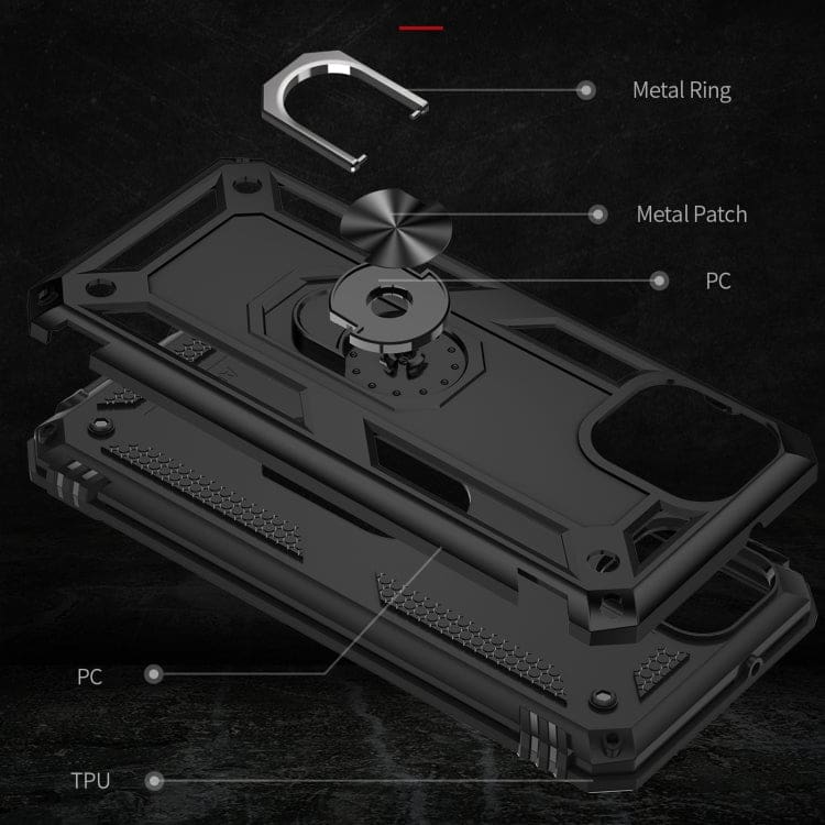 Samsung Galaxy A03 Armor Shockproof Cover with Rotating, Fold-Out Ring/Stand - Image 2