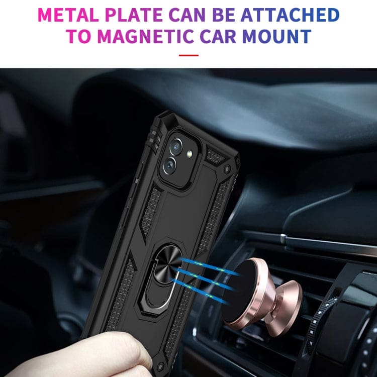 Samsung Galaxy A03 Armor Shockproof Cover with Rotating, Fold-Out Ring/Stand - Image 4