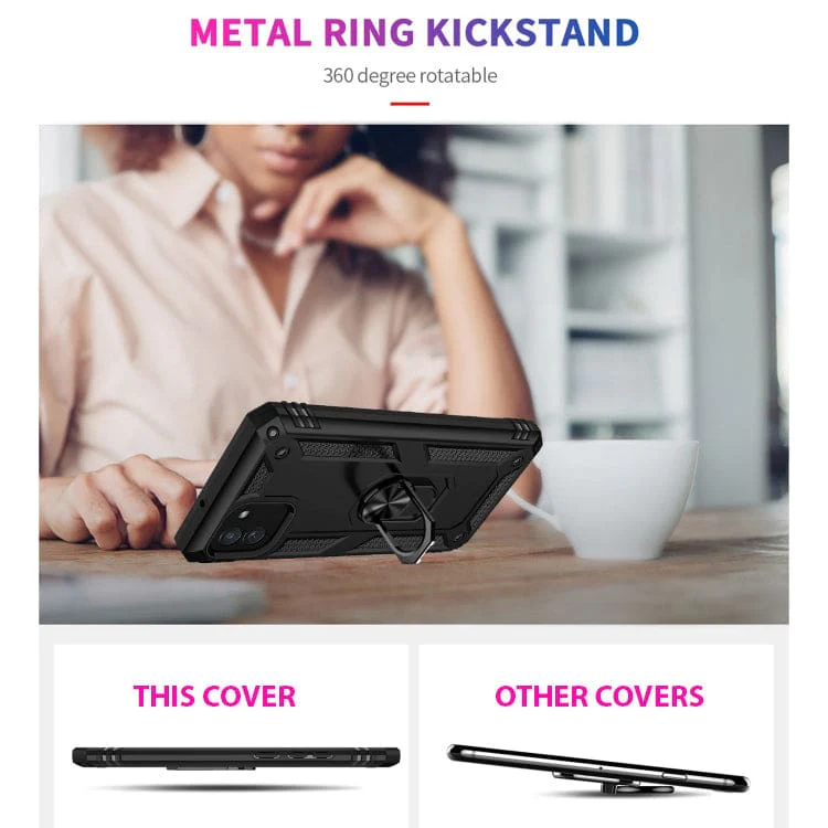 Samsung Galaxy A03 Armor Shockproof Cover with Rotating, Fold-Out Ring/Stand - Image 6
