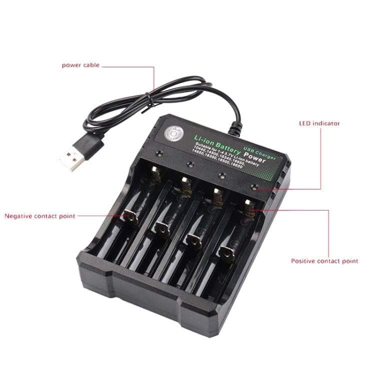 BMAX 18650 4.2V USB Lithium Battery Charger – 4 Independent Slots - Image 2