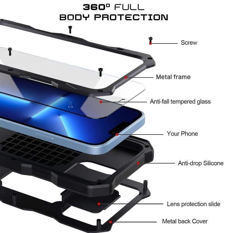 Apple iPhone 13 Pro - Metal Protective Cover and Screen Protection, Sliding Camera Cover, Water/Dust Resistant - Image 4