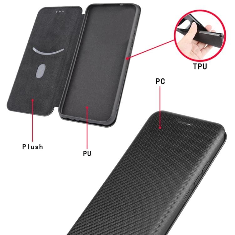 Oppo A74 4G , Oppo F19 Carbon Shell Flip Phone Cover/Wallet - Image 7