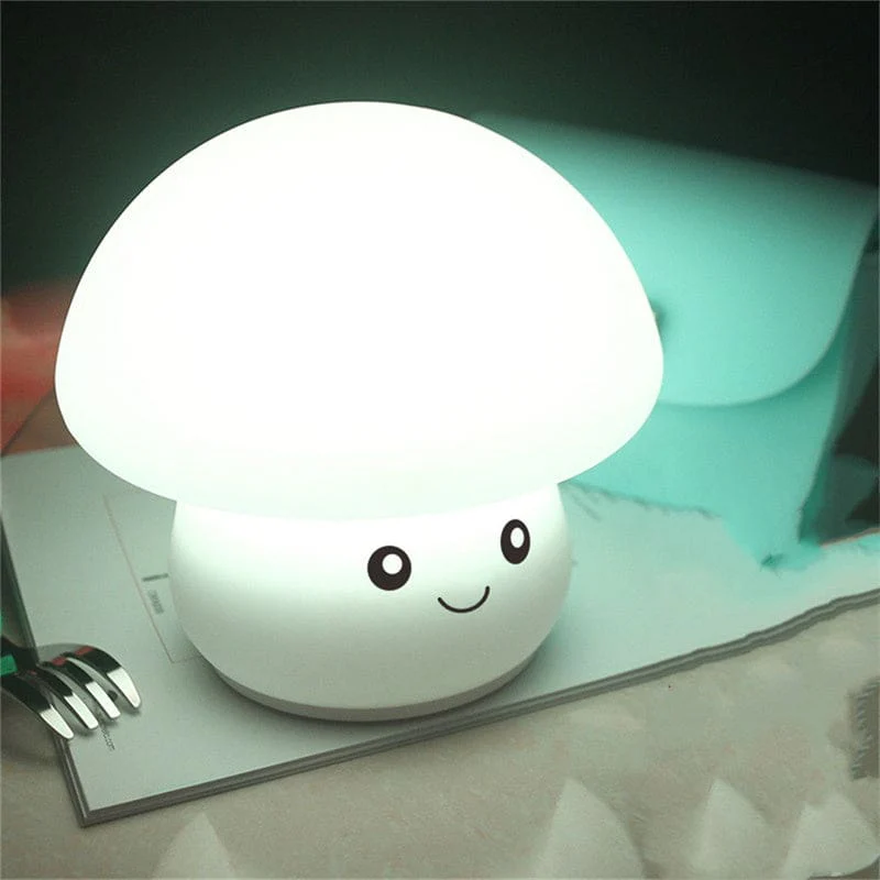 Children's Soft Silicone Night Light, Multi-colour Tap Control, Mushroom, Rechargeable