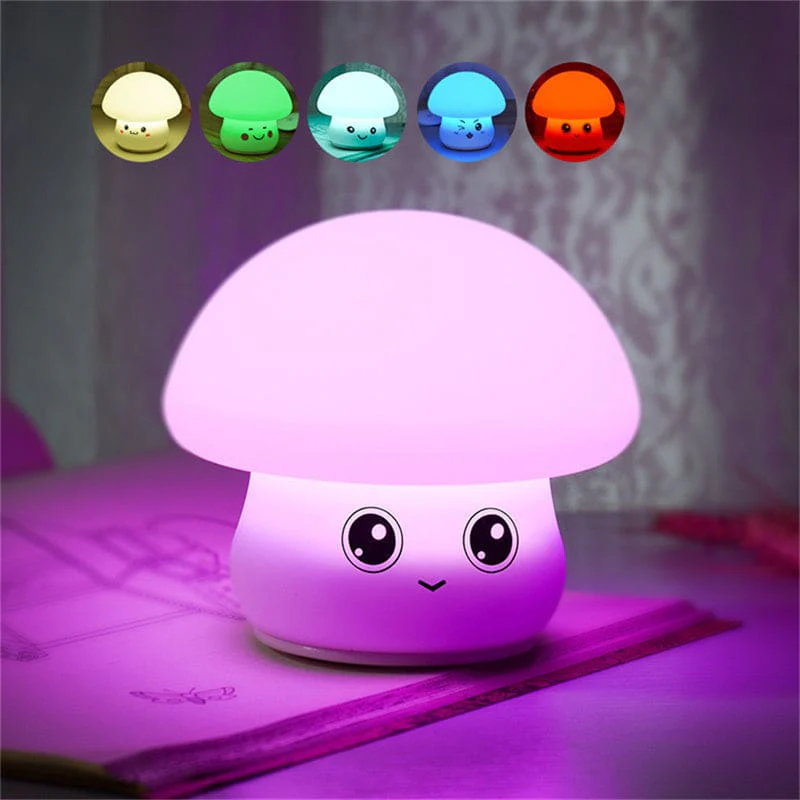 Children's Soft Silicone Night Light, Multi-colour Tap Control, Mushroom, Rechargeable - Image 4