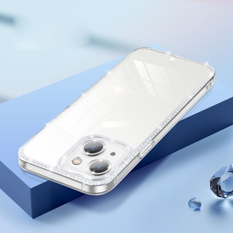 Apple iPhone 13 Transparent Glitter Protective Cover, Artificial Diamond Highlights - Image 2