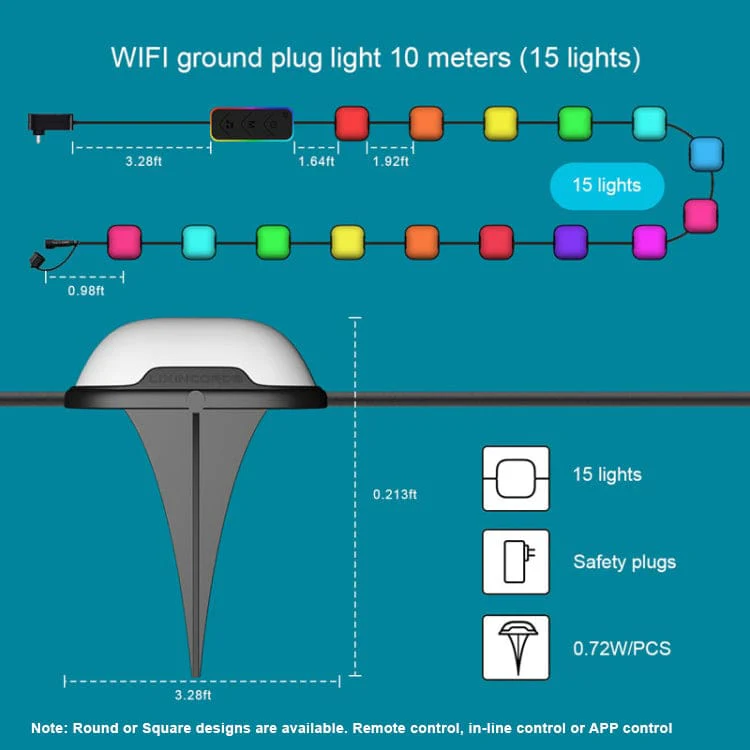 CP01 LED Wi-Fi Lawn Party Lights, 15 Lights, App control, Patterns or Music Activated - Image 6