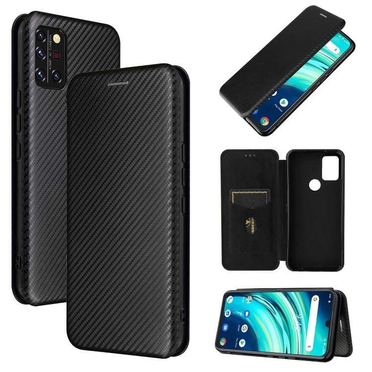 Deluxe Carbon Shell Flip Phone Cover/Wallet - For Umidigi A9 Pro Phone