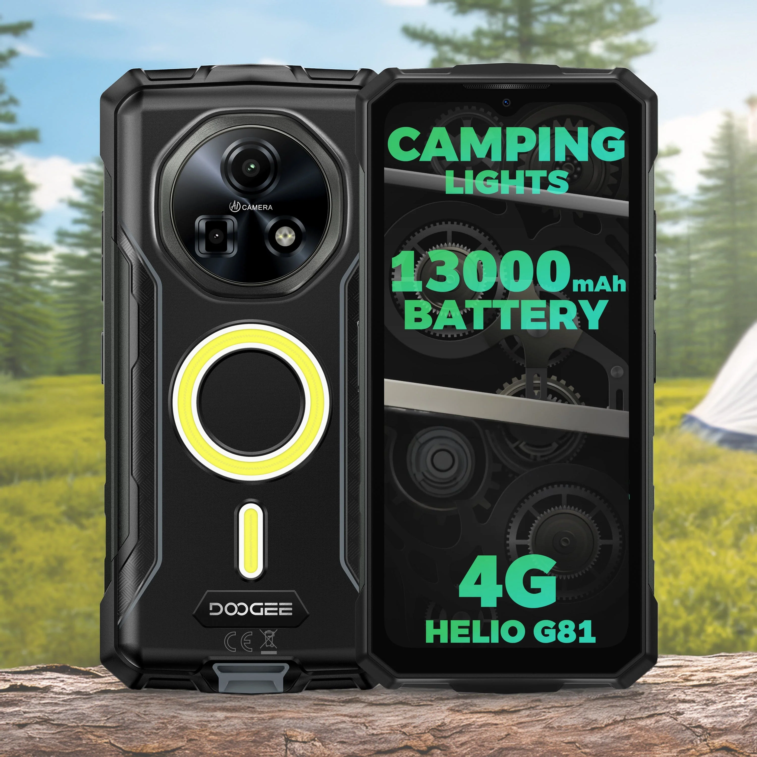 Doogee Fire 5 Ultra Rugged Phone | 13000mAh Battery | 6GB RAM+128GB | Camping Lights
