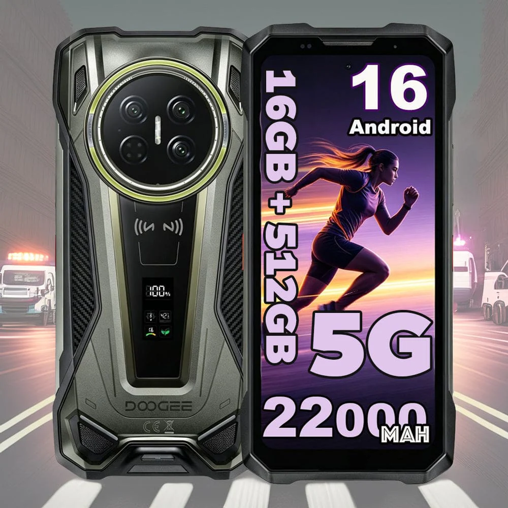 DOOGEE V Max 2 5G Rugged Phone | 22000mAh Battery | 6.58" 120Hz Screen | 512GB ROM | Android 16