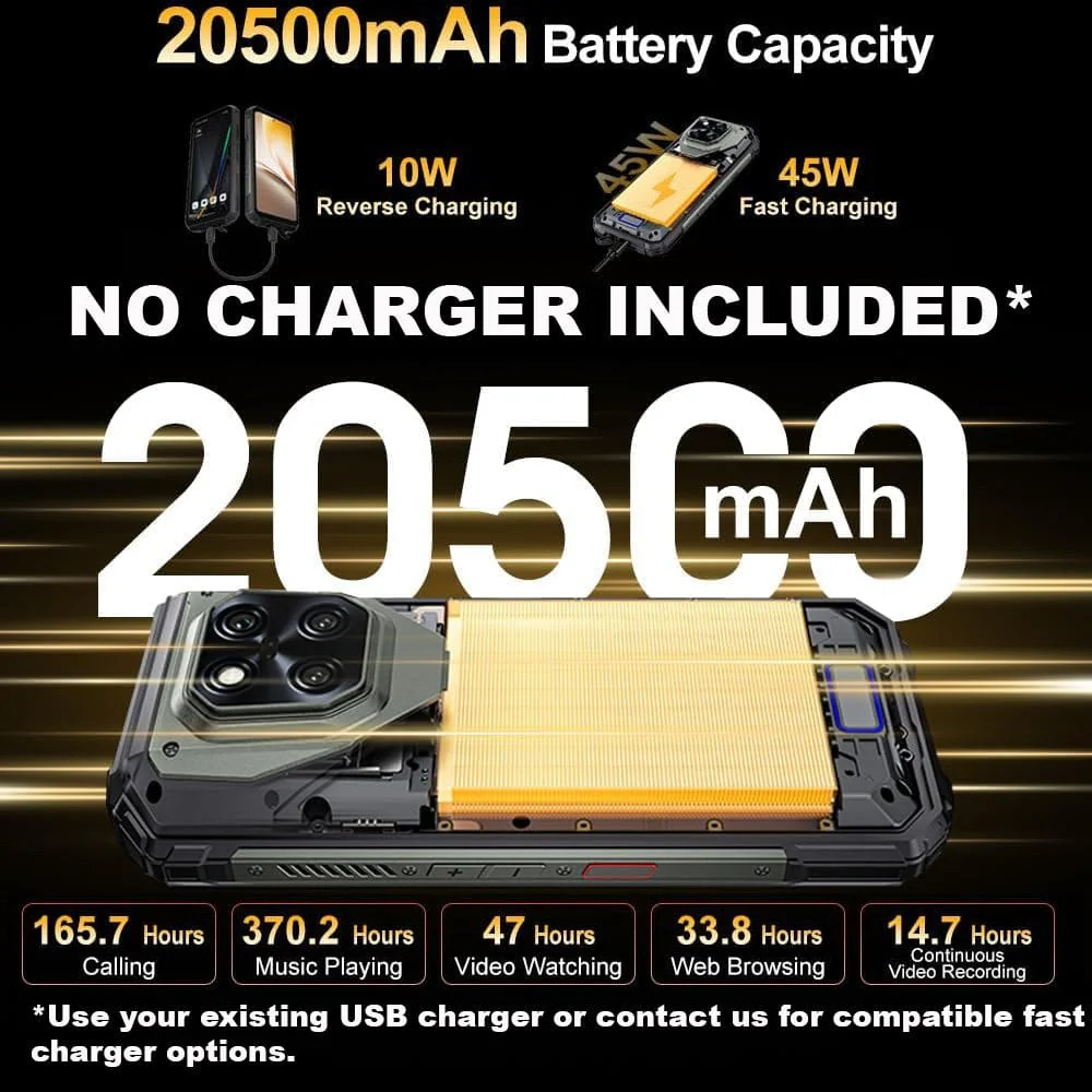 Doogee V Max LR 5G Rugged VIP Edition | Laser Measure | 16GB+512GB | 20500mAh | 200MP Samsung Camera - Image 6