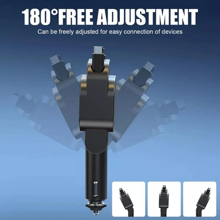 Dual Retractable Type-C/Lightning 36W PD Car Charger and FM Transmitter, 12V/24V - Image 10