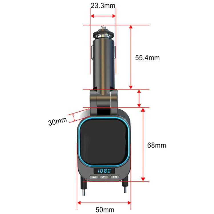Dual Retractable Type-C/Lightning 36W PD Car Charger and FM Transmitter, 12V/24V - Image 11