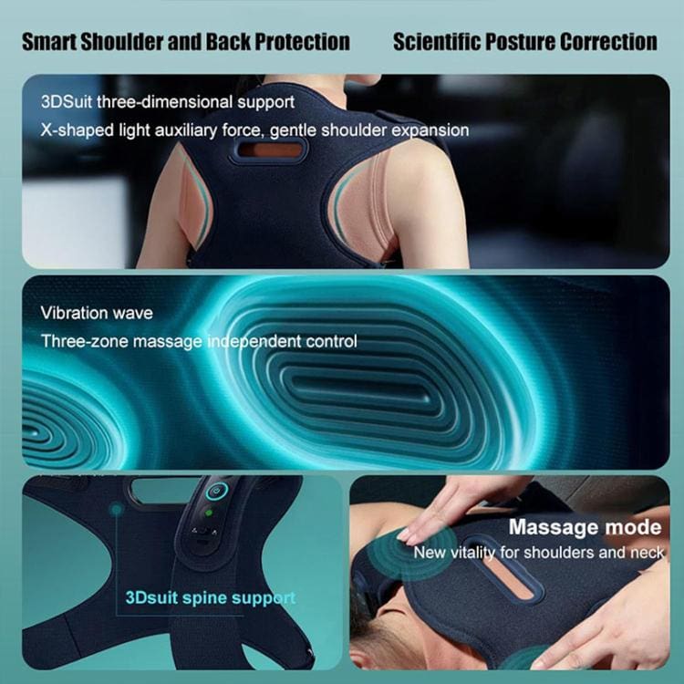 Electric Shoulder & Neck Massage Belt with Back Correction – Navy Blue - Image 5