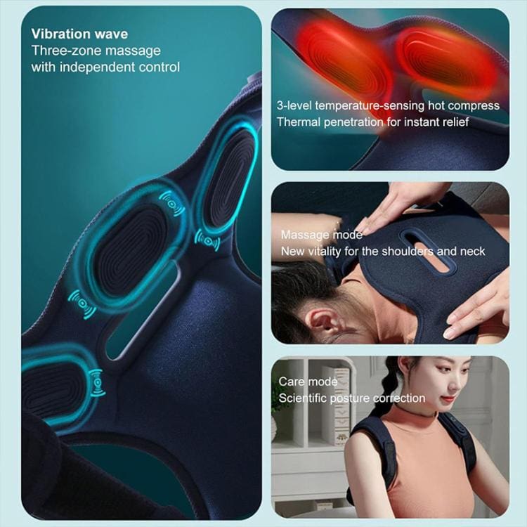 Electric Shoulder & Neck Massage Belt with Back Correction – Navy Blue - Image 9