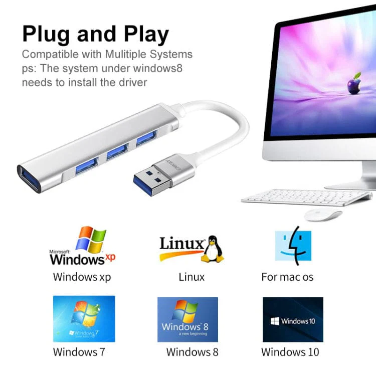 Enkay USB 4 Port Hub, 3 x USB 2.0, 1 x USB 3.0, Plug and Play - Image 6