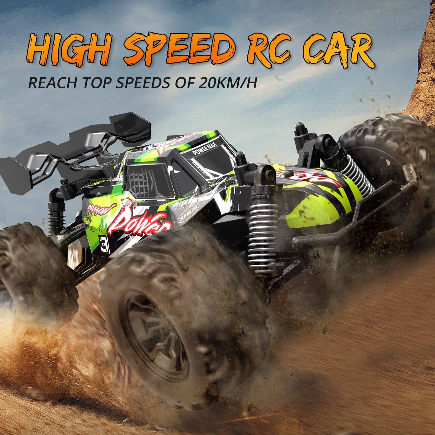 Enoze 1/20 Scale Remote Control Car | 20km/h Off-Road RC Truck with Pistol Grip Controller (RTR) - Image 3