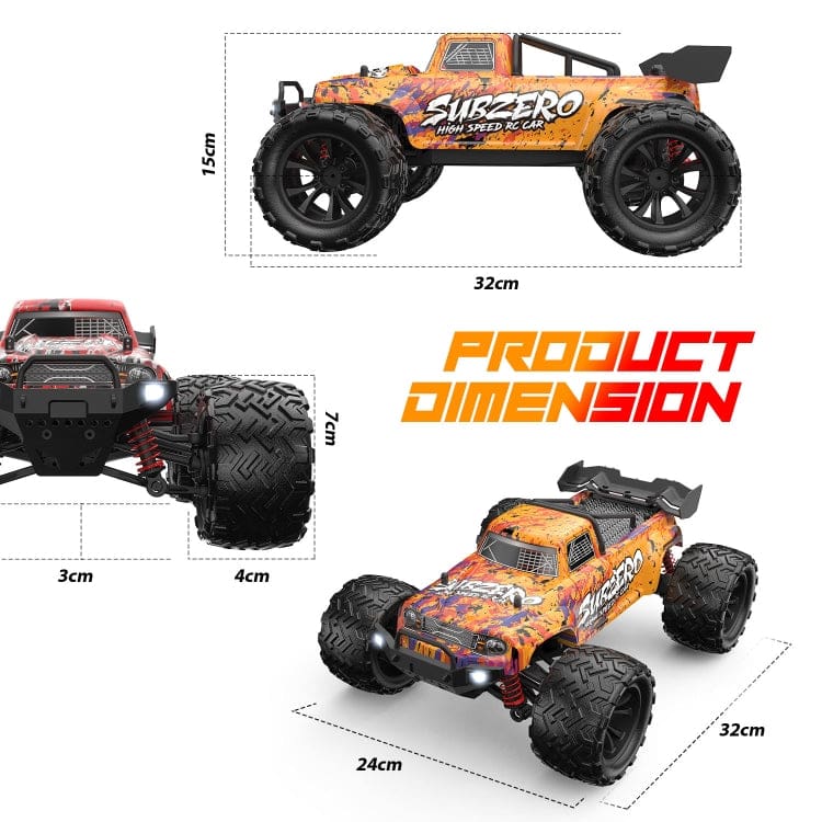 Enoze Dual Motor Bigfoot RC Truck, LEDs, Max 40km/h, Proportional Control, RTR - Image 7