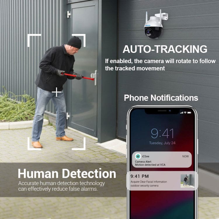 ESCAM QF300 WiFi 3MP FHD+ Pan/Tilt Security Camera, App Control, AI Detection and Tracking - Image 3