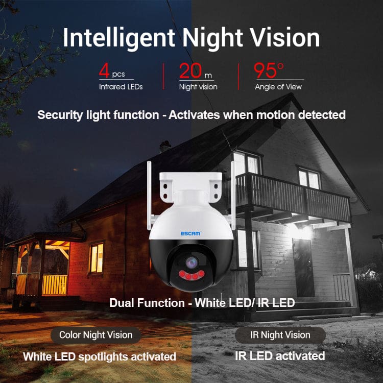 ESCAM QF300 WiFi 3MP FHD+ Pan/Tilt Security Camera, App Control, AI Detection and Tracking - Image 4